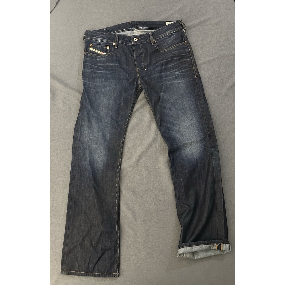 Diesel Jeans Mens 33x32 Blue Zatiny Bootcut 5 Pocket Dark Wash